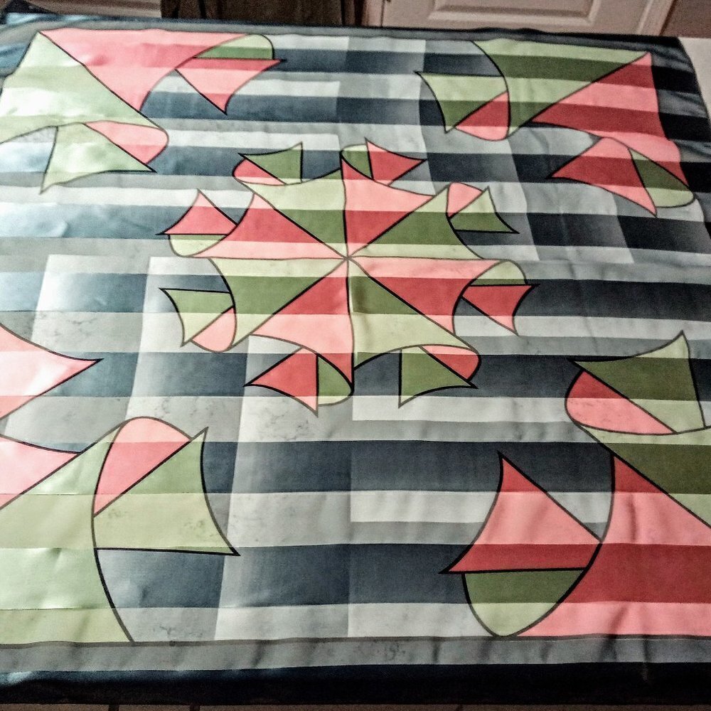 Large Color Block Abstract Print Square Scarf